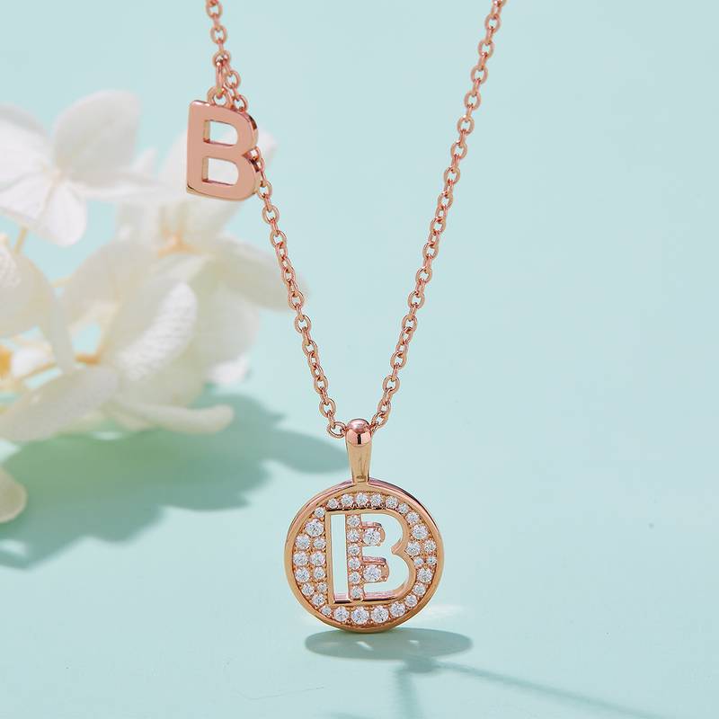 B pendant S925 silver plated rose gold Moissanite diamond light luxury letter necklace